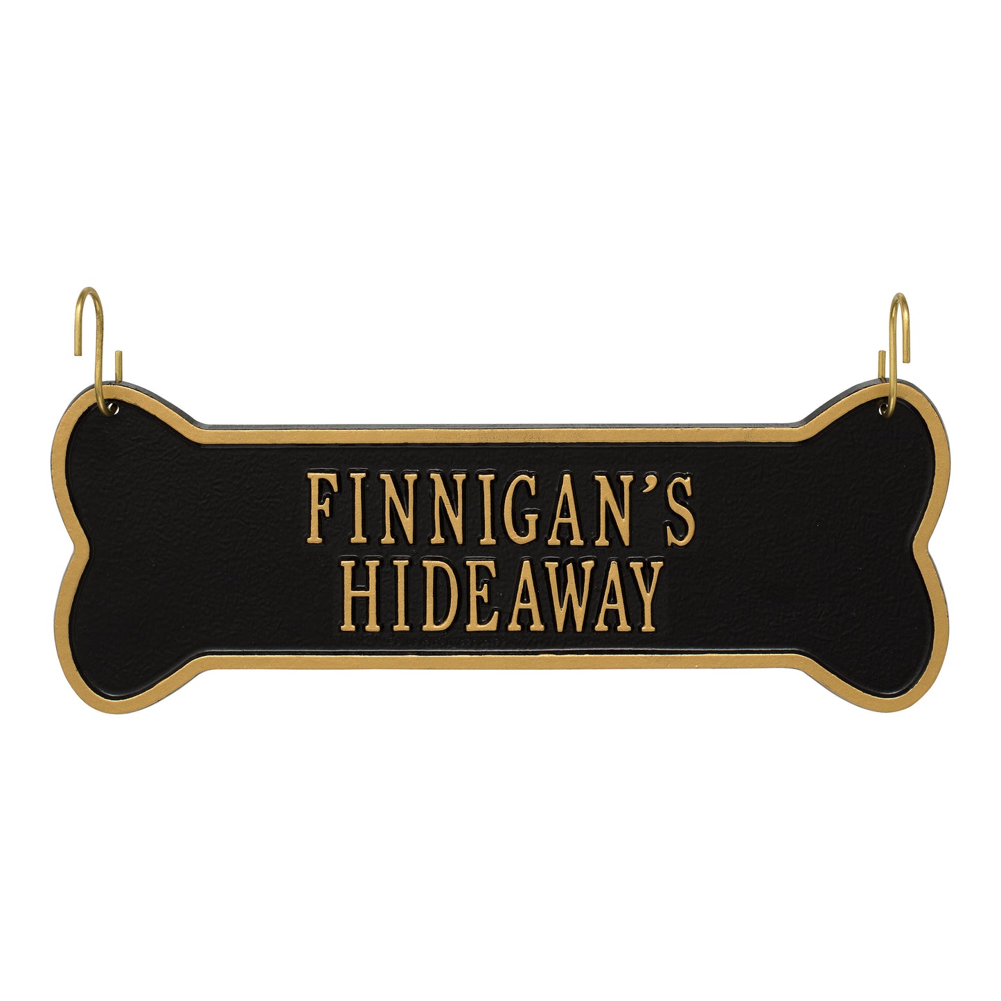 Whitehall Products Hanging Bone Personalized Crate Plaque Two Lines Curry/white