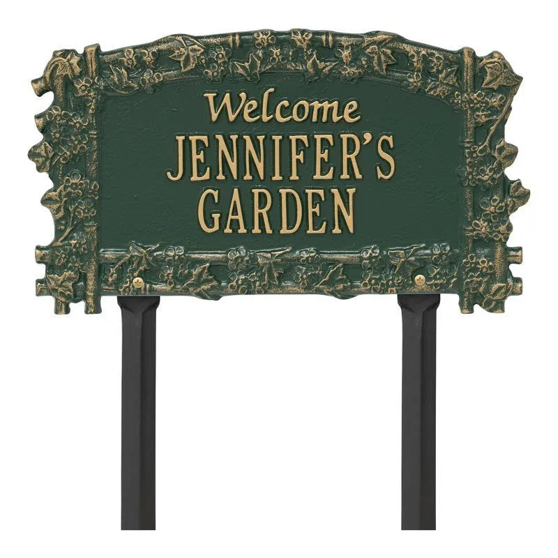 Whitehall Products Ivy Trellis Garden Welcome Personalized Lawn Plaque Two Lines
