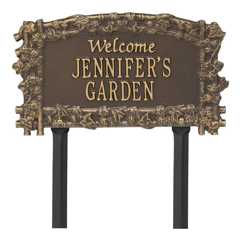 Whitehall Products Ivy Trellis Garden Welcome Personalized Lawn Plaque Two Lines