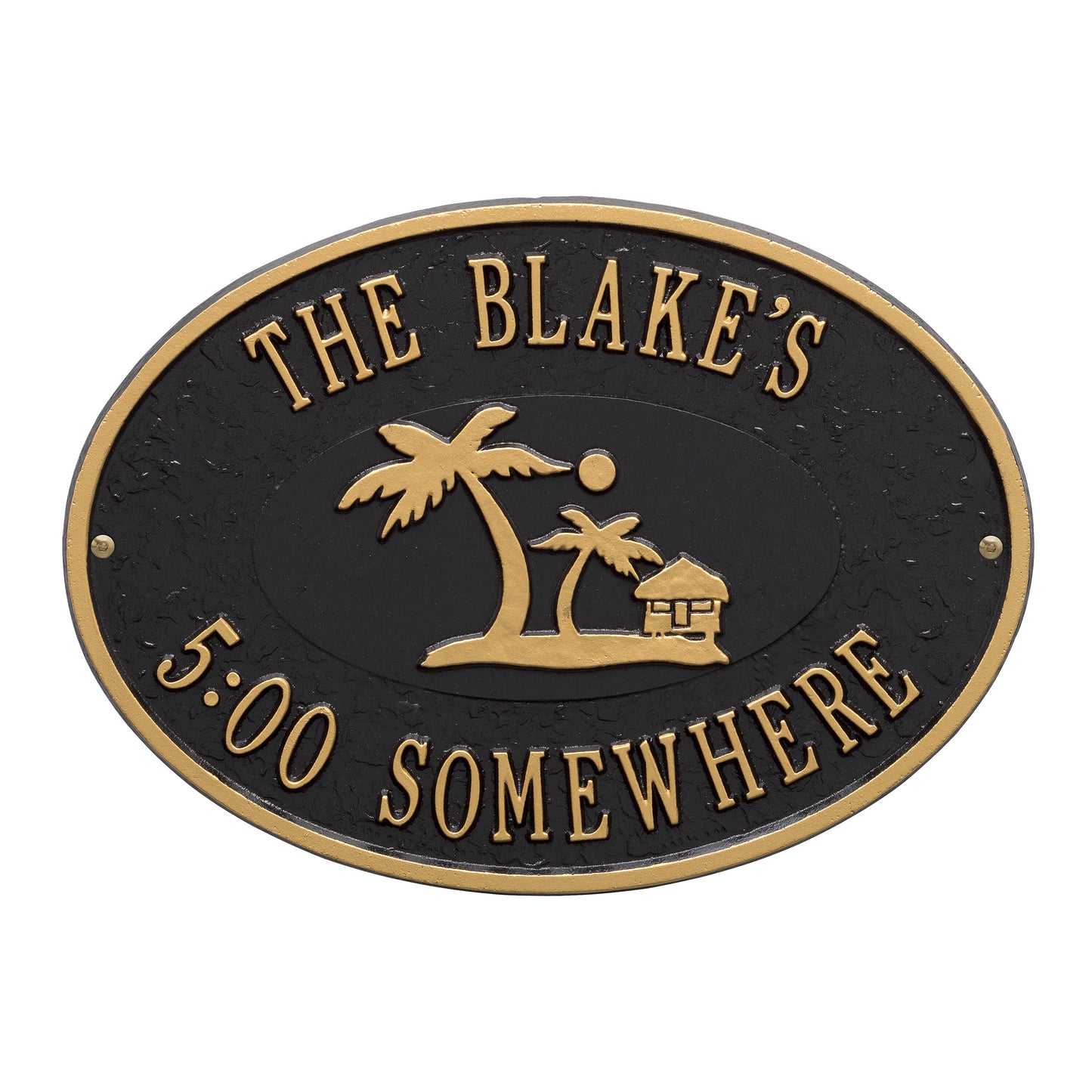 Whitehall Products Personalized Island Time Palm Plaque Two Lines Black/silver