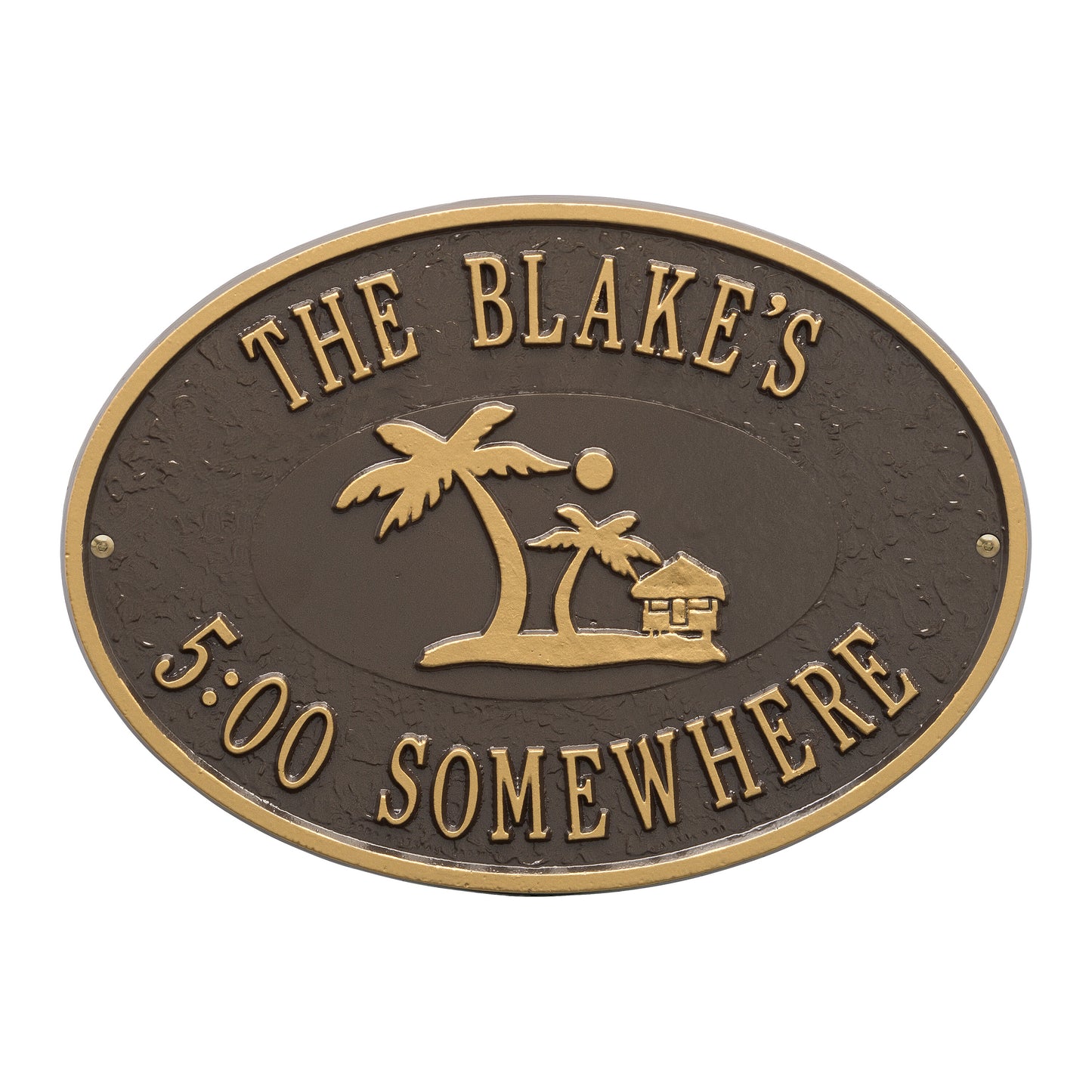 Whitehall Products Personalized Island Time Palm Plaque Two Lines