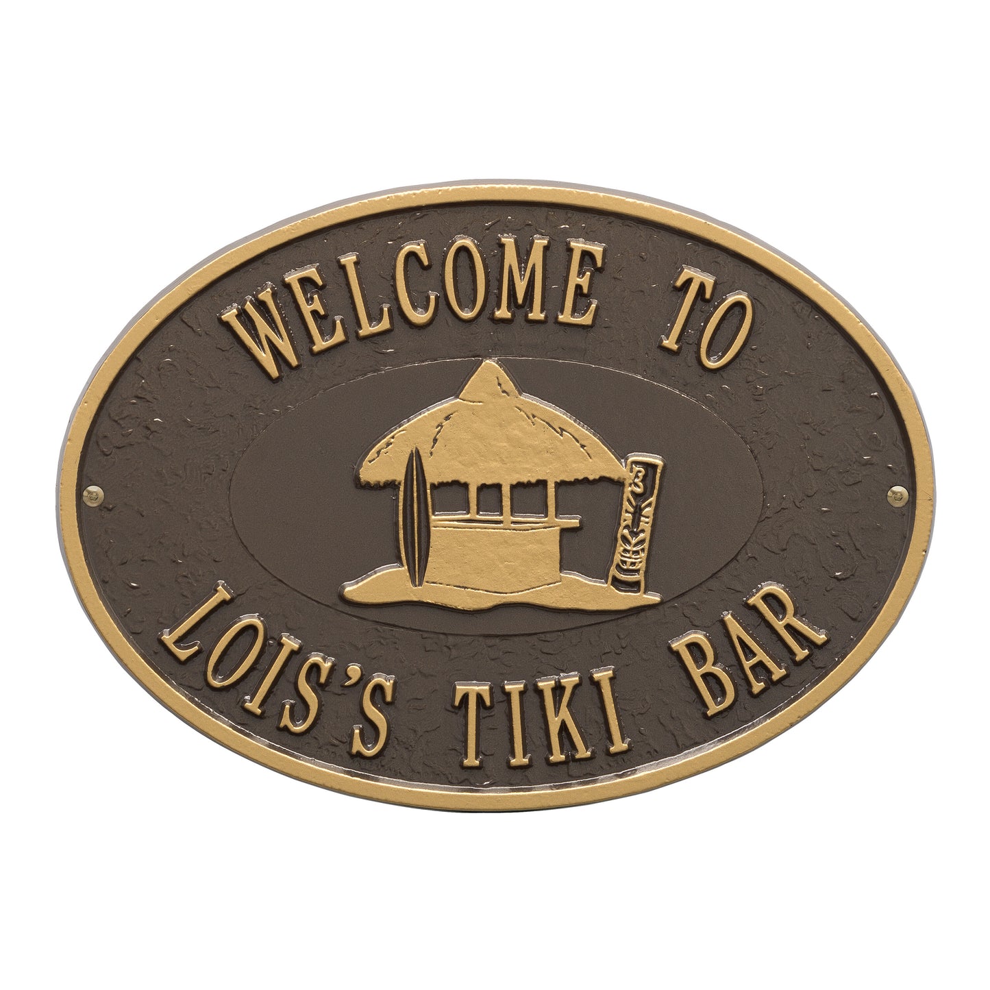 Whitehall Products Personalized Tiki Hut Plaque Two Lines