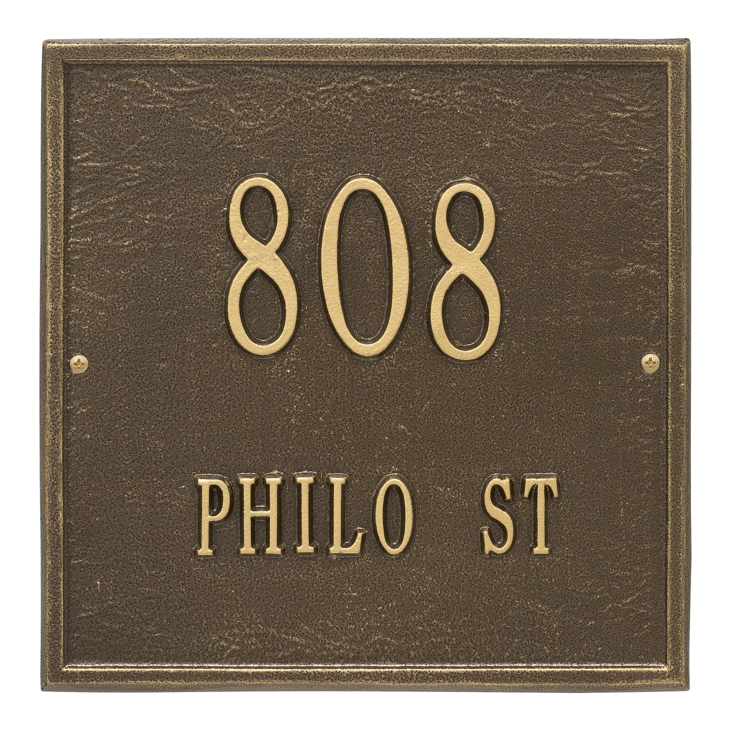 Whitehall Products Personalized Square Standard Wall Plaque Two Line Antique Brass