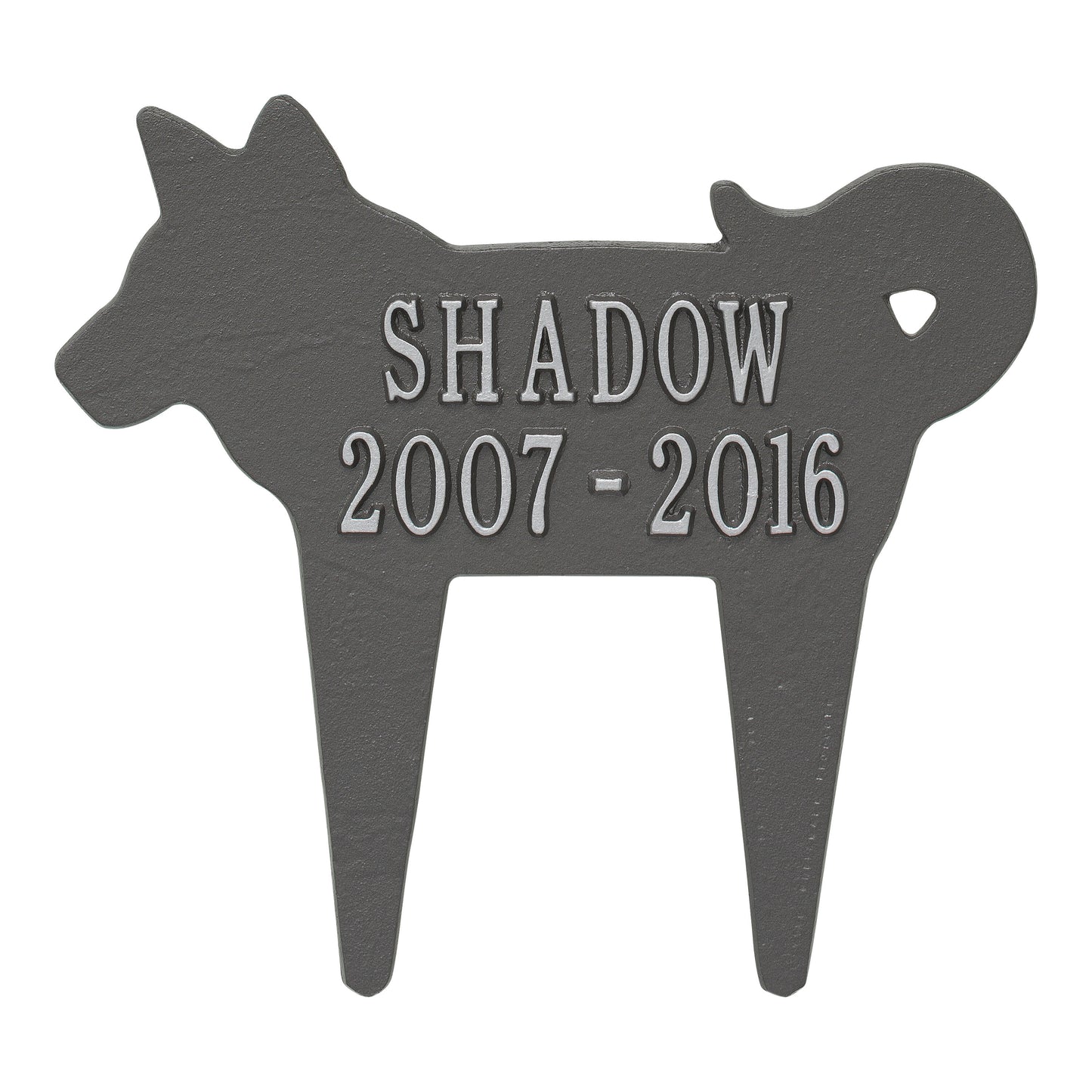 Whitehall Products Dog Silhouette Pet Memorial Personalized Lawn Plaque Two Lines