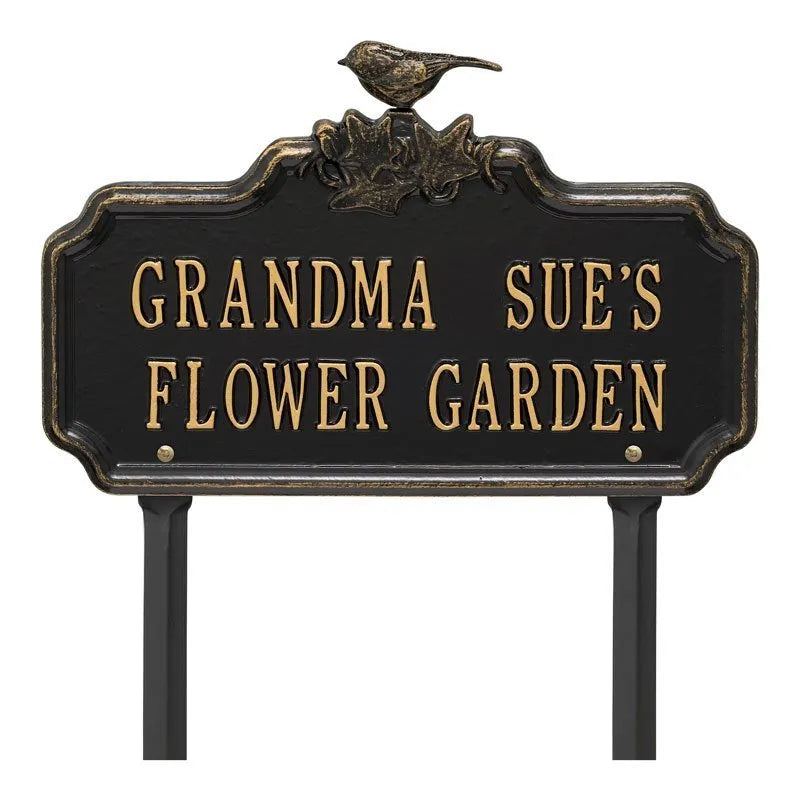 Whitehall Products Chickadee Ivy Garden Personalized Lawn Plaque Two Lines