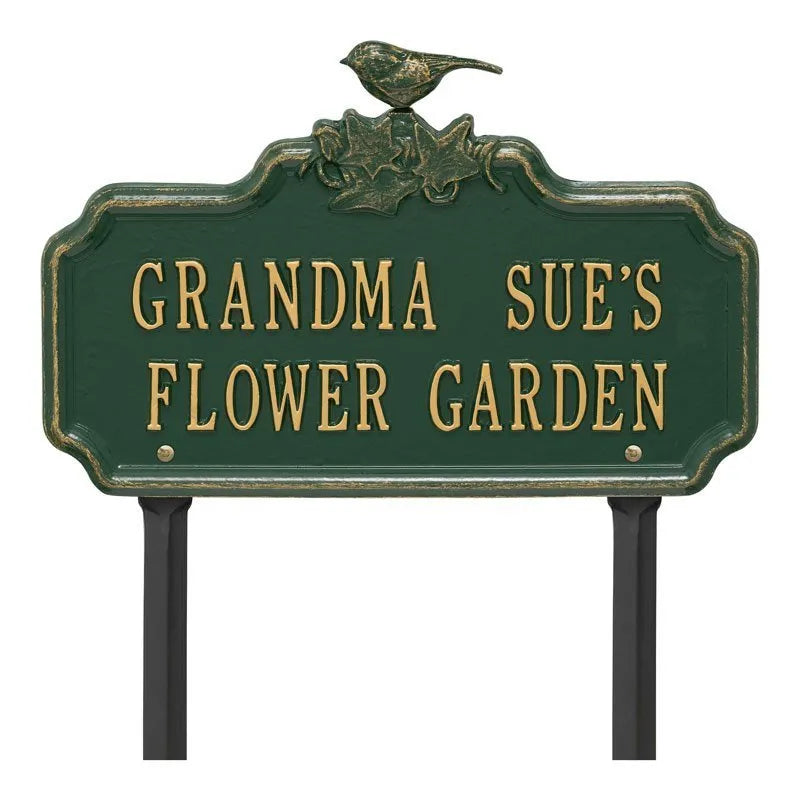 Whitehall Products Chickadee Ivy Garden Personalized Lawn Plaque Two Lines