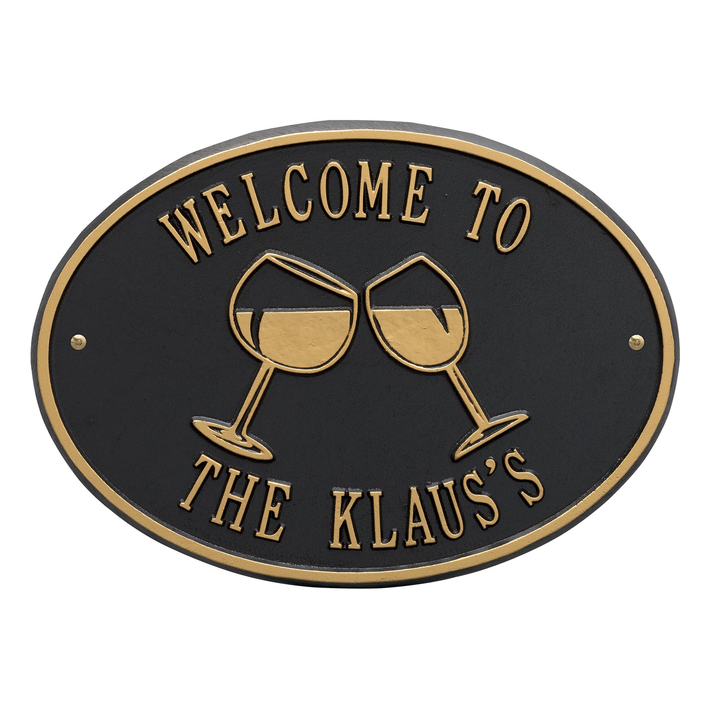 Whitehall Products Personalized Wine Plaque Two Lines Black/silver