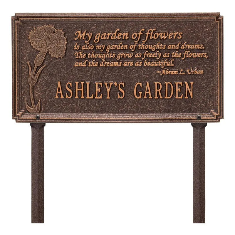 Whitehall Products Dianthus Garden Personalized Lawn Plaque One Line Bronze/gold