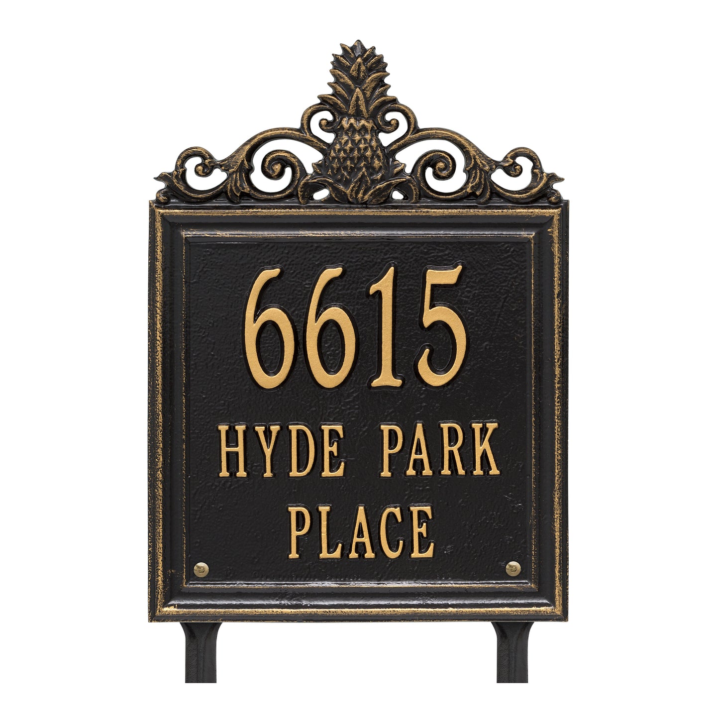 Whitehall Products Personalized Lanai Standard Lawn Plaque Three Line Black/silver