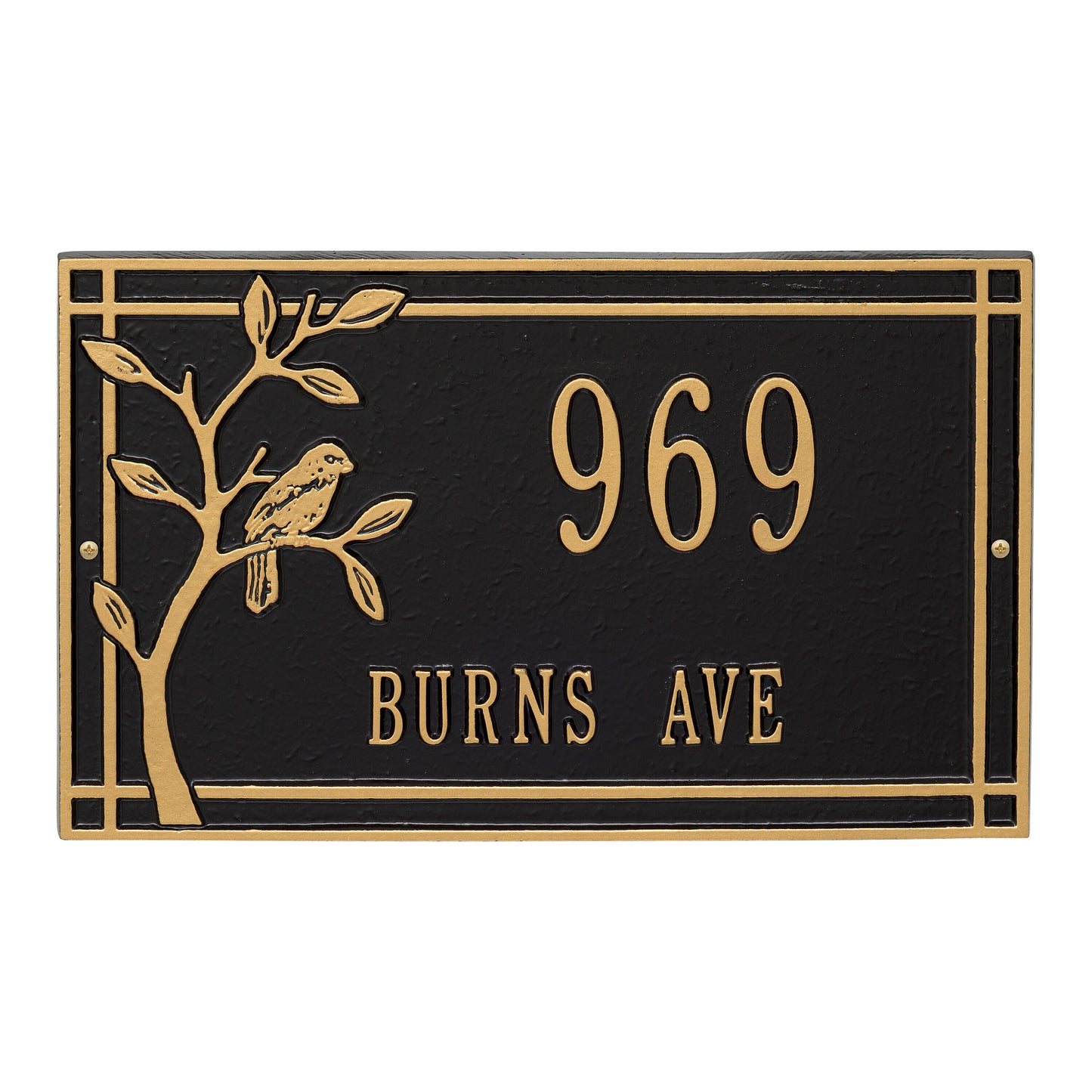 Whitehall Products Personalized Woodridge Bird Standard Wall Plaque Two Lines Black/silver