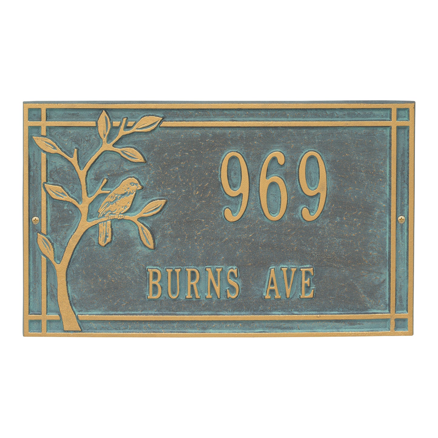 Whitehall Products Personalized Woodridge Bird Standard Wall Plaque Two Lines Oil Rubbed Bronze