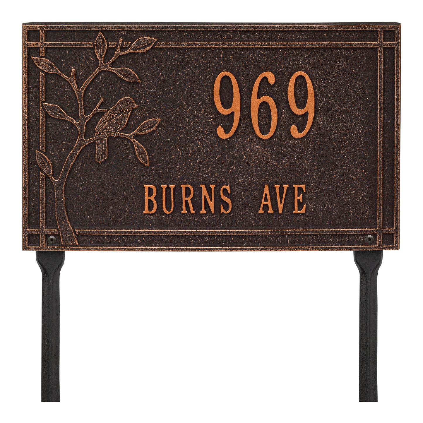 Whitehall Products Personalized Woodridge Bird Standard Lawn Plaque Two Lines Bronze/gold