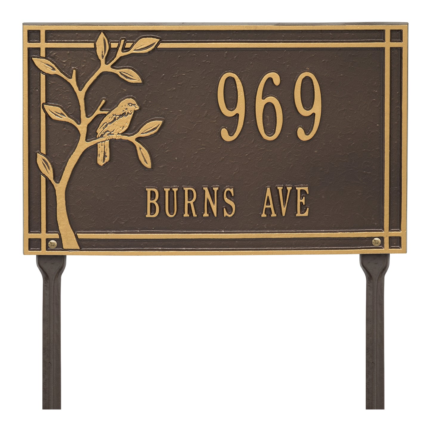 Whitehall Products Personalized Woodridge Bird Standard Lawn Plaque Two Lines