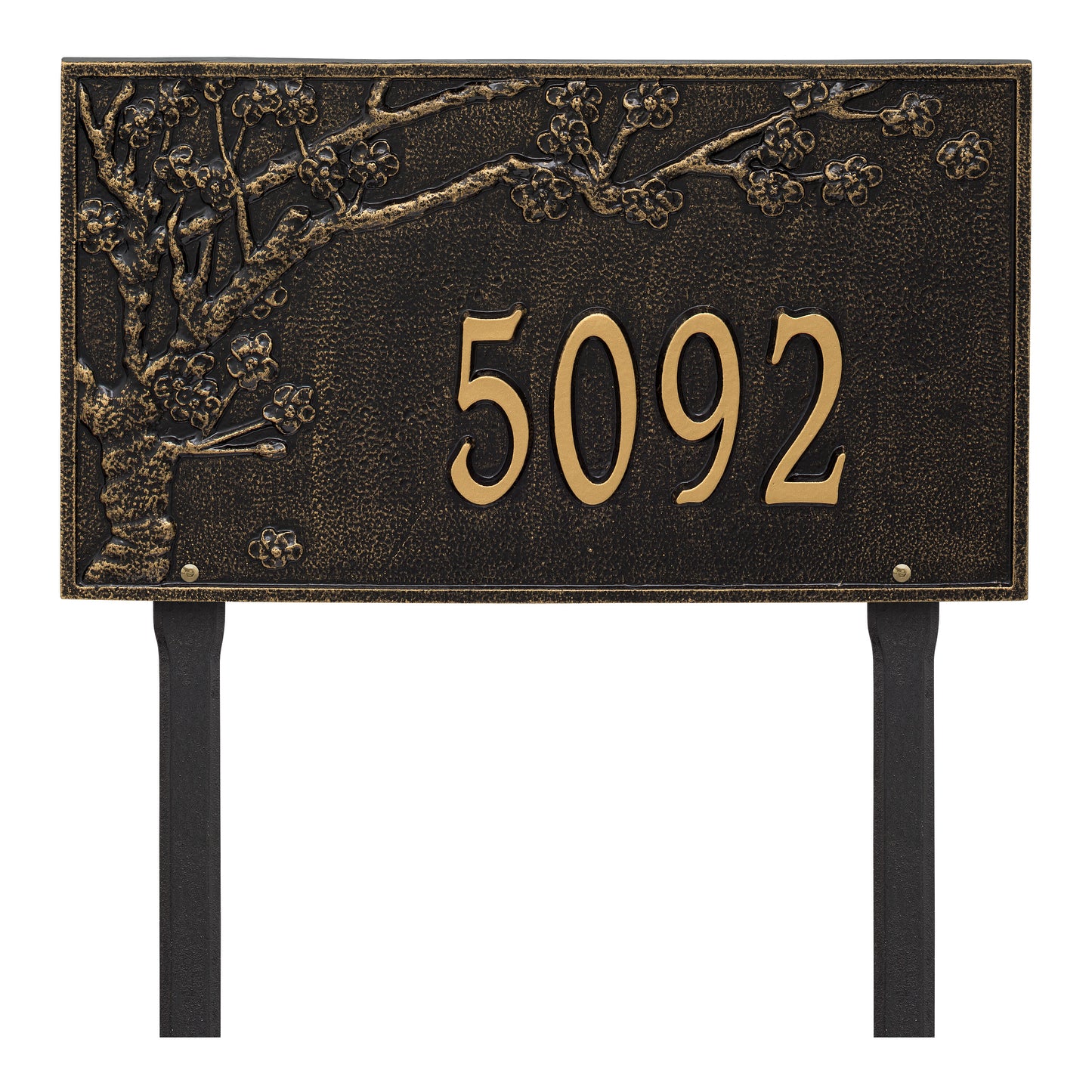 Whitehall Products Personalized Spring Blossom Estate Lawn Plaque One Line Black/silver