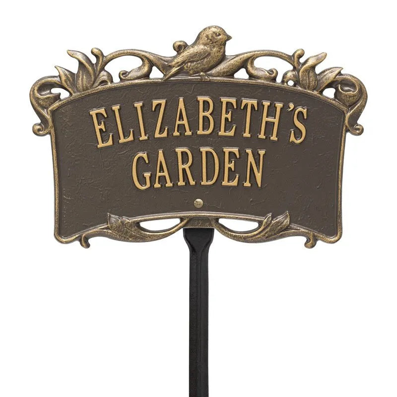 Whitehall Products Song Bird Garden Personalized Lawn Plaque Two Lines
