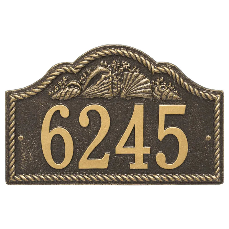 Whitehall Products Personalized Rope Shell Arch Wall Plaque One Line Pewter Silver