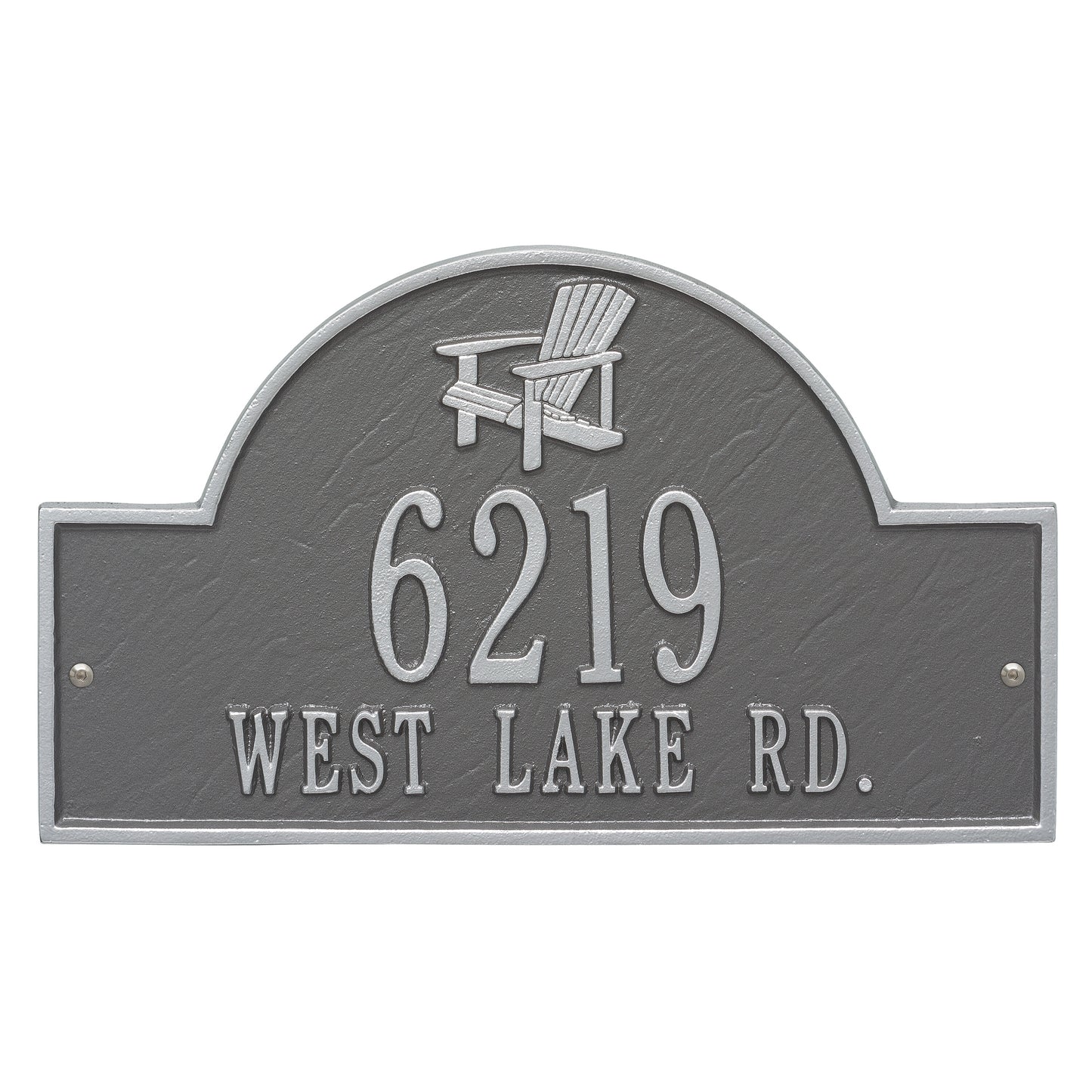 Whitehall Products Adirondack Arch Marker Standard Wall Plaque 2 Lines White/gold