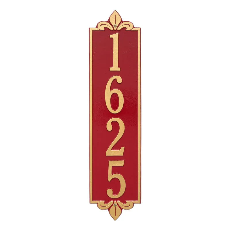 Whitehall Products Personalized Lyon Vertical Estate Wall Plaque One Line Red/gold