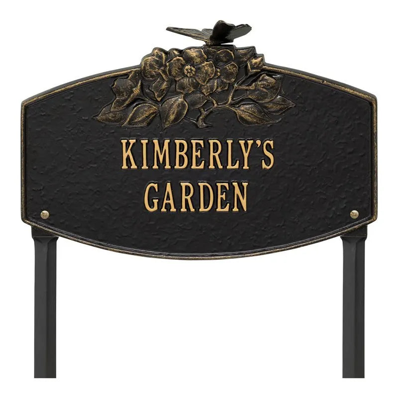 Whitehall Products Butterfly Blossom Garden Personalized Lawn Plaque Two Lines