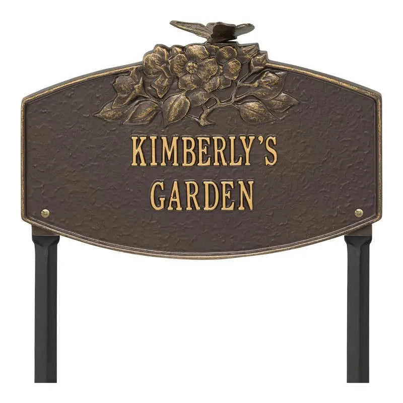 Whitehall Products Butterfly Blossom Garden Personalized Lawn Plaque Two Lines