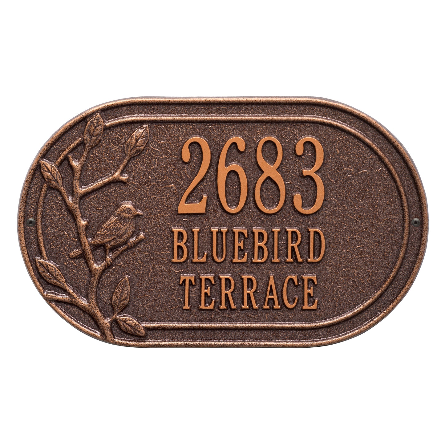 Whitehall Products Personalized Woodridge Bird Oval Standard Wall Plaque Three Line Black/gold