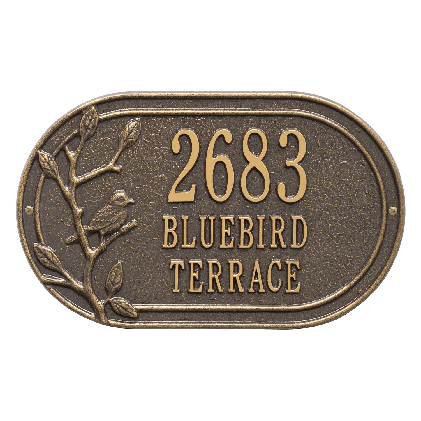 Whitehall Products Personalized Woodridge Bird Oval Standard Wall Plaque Three Line