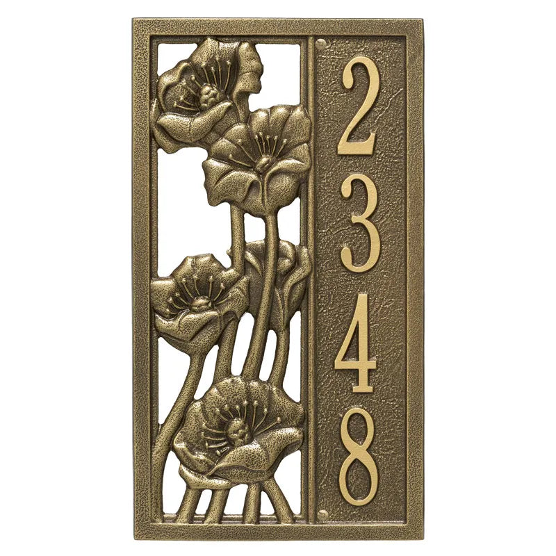 Whitehall Products Personalized Flowering Poppies Vertical Wall Plaque One Line Black/gold