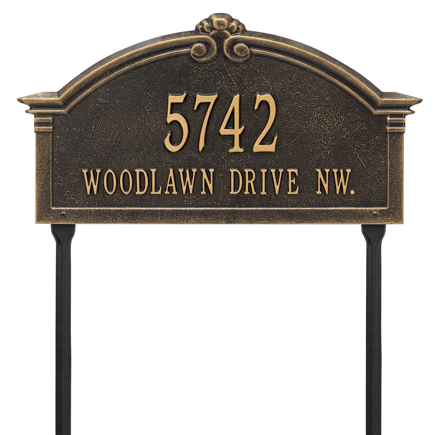 Whitehall Products Personalized Roselyn Arch Grande Lawn Plaque Two Line Black/silver