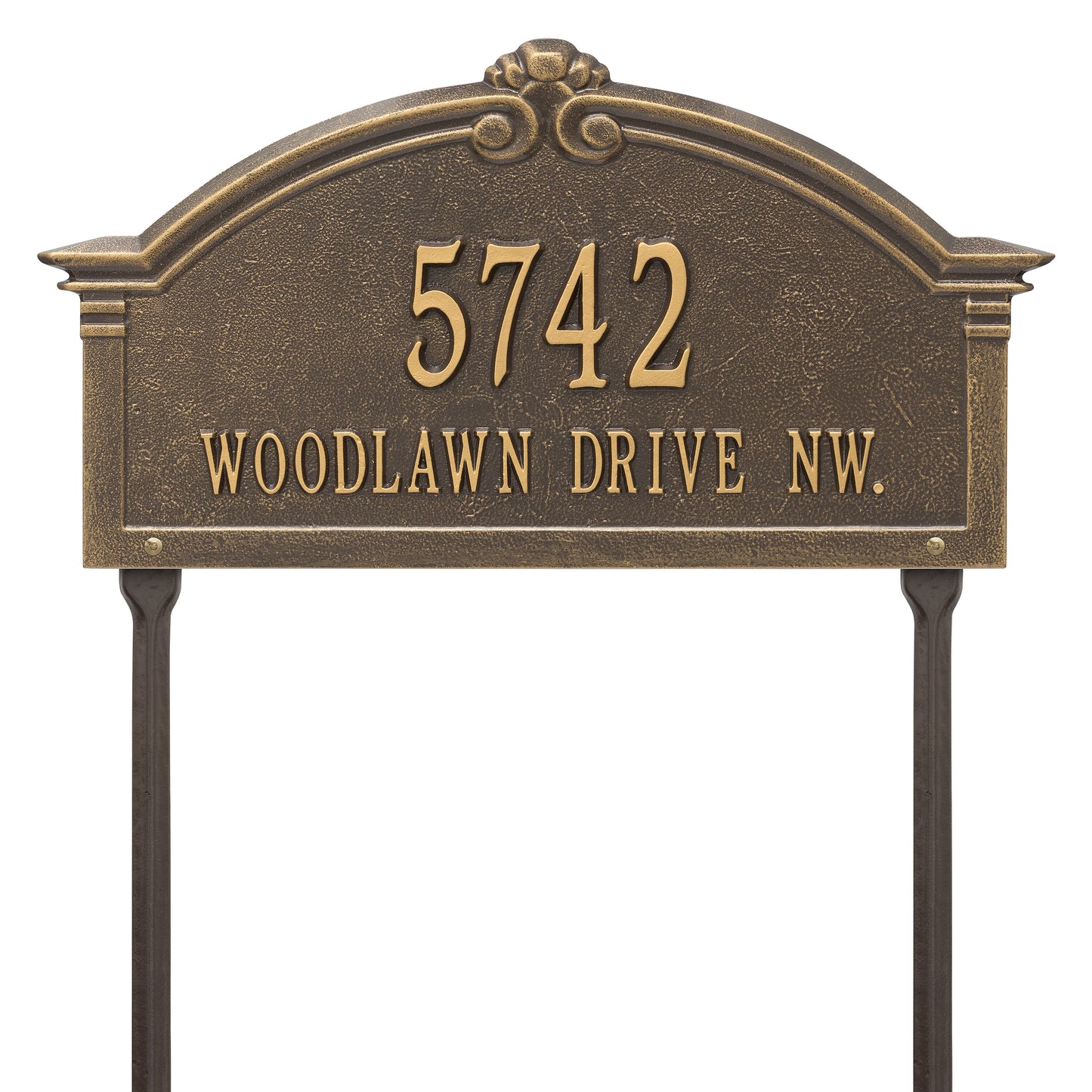 Whitehall Products Personalized Roselyn Arch Grande Lawn Plaque Two Line Pewter/silver