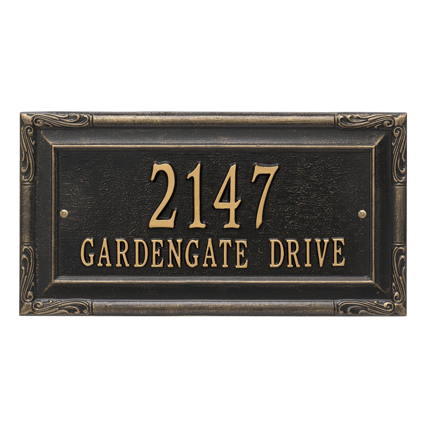Whitehall Products Personalized Gardengate Grande Wall Plaque Two Line Black/gold