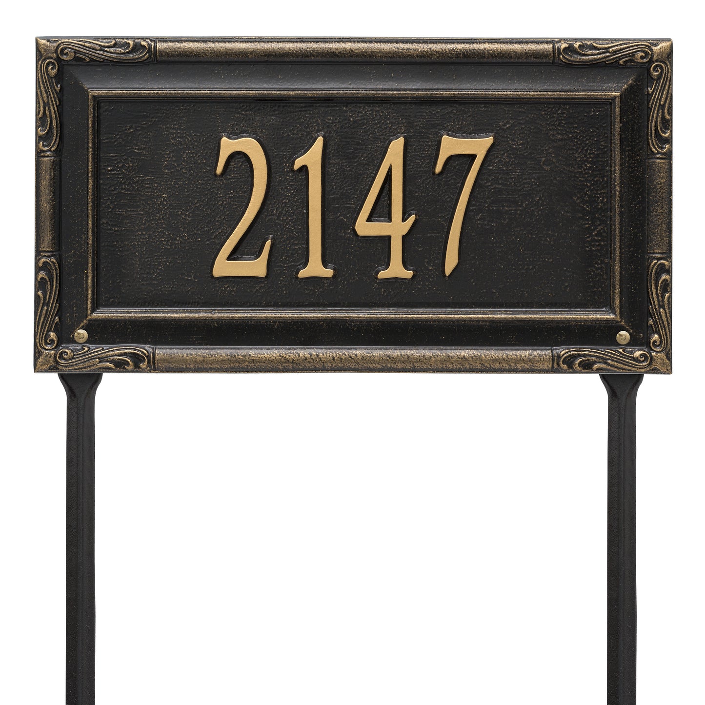 Whitehall Products Personalized Gardengate Grande Lawn Plaque One Line Black/silver