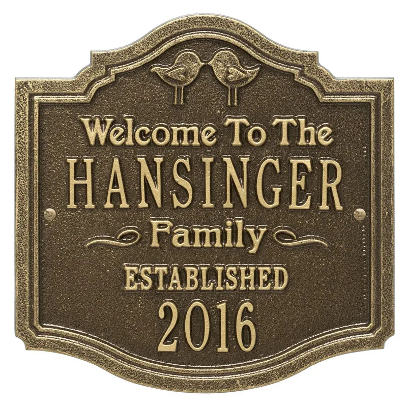 Whitehall Products Kissing Birds Anniversary Wedding Personalized Plaque - Two Lines - Rational Plaques
