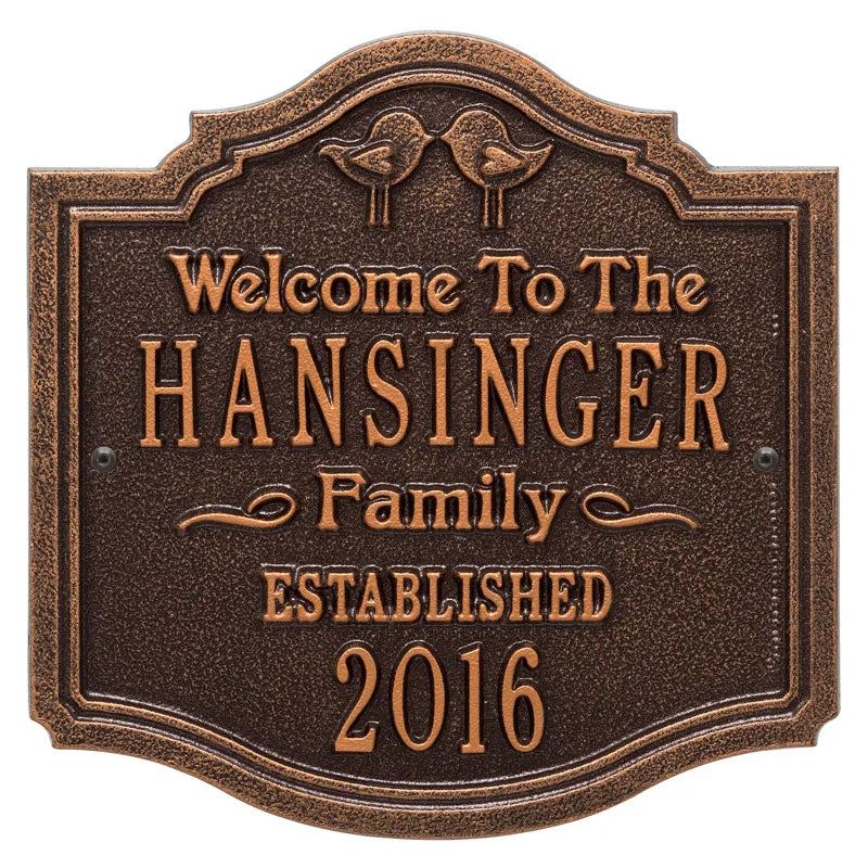Whitehall Products Kissing Birds Anniversary Wedding Personalized Plaque - Two Lines - Rational Plaques