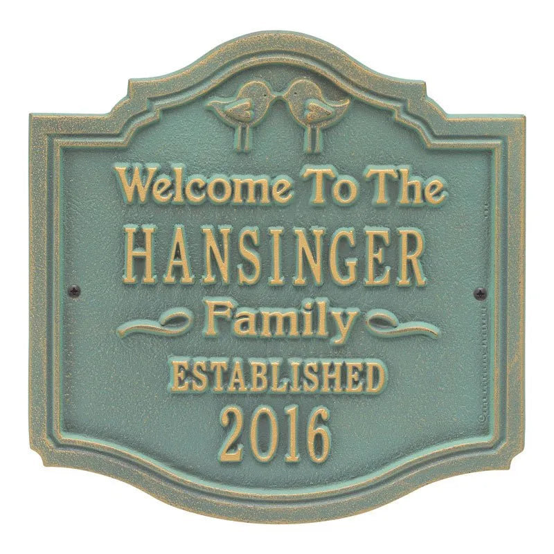 Whitehall Products Kissing Birds Anniversary Wedding Personalized Plaque - Two Lines - Rational Plaques