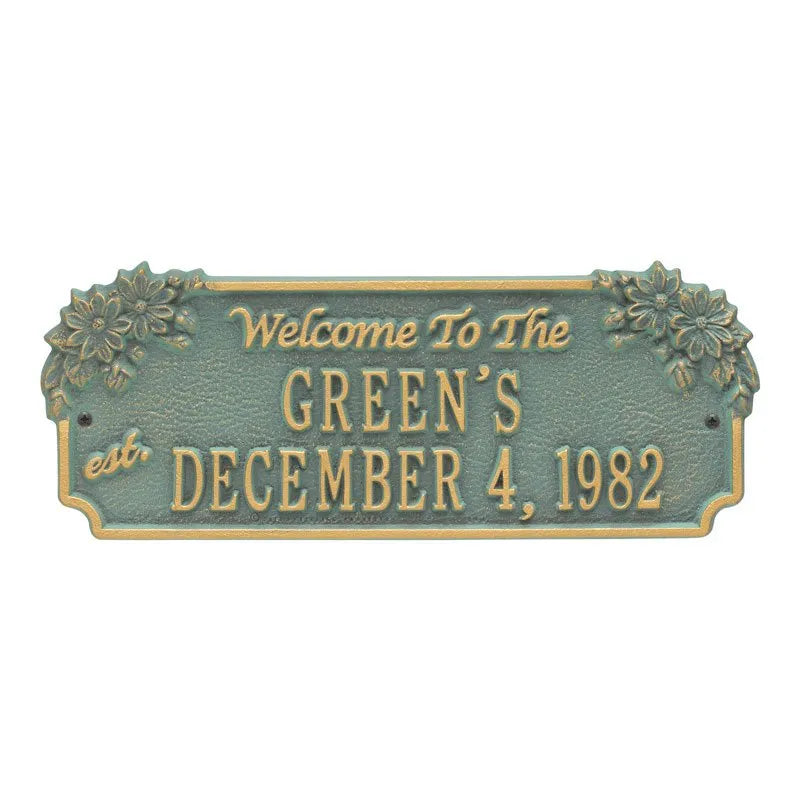 Whitehall Products Daisy Welcome Anniversary Personalized Plaque - Two Lines - Rational Plaques