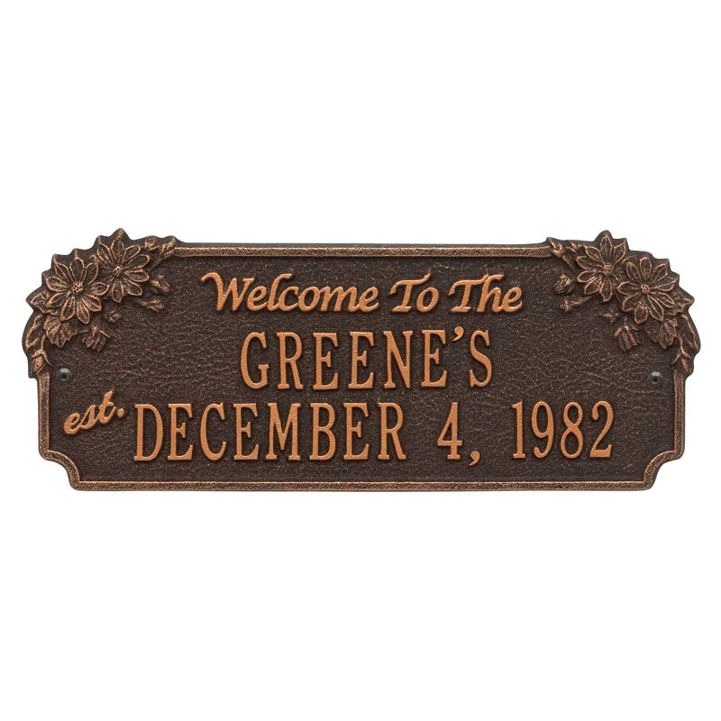 Whitehall Products Daisy Welcome Anniversary Personalized Plaque - Two Lines - Rational Plaques