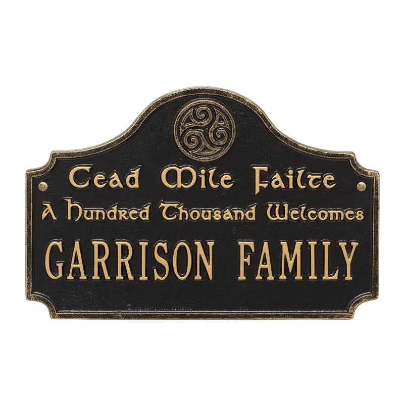 Whitehall Products Cead Mile Failte Plaque One Line Antique Copper