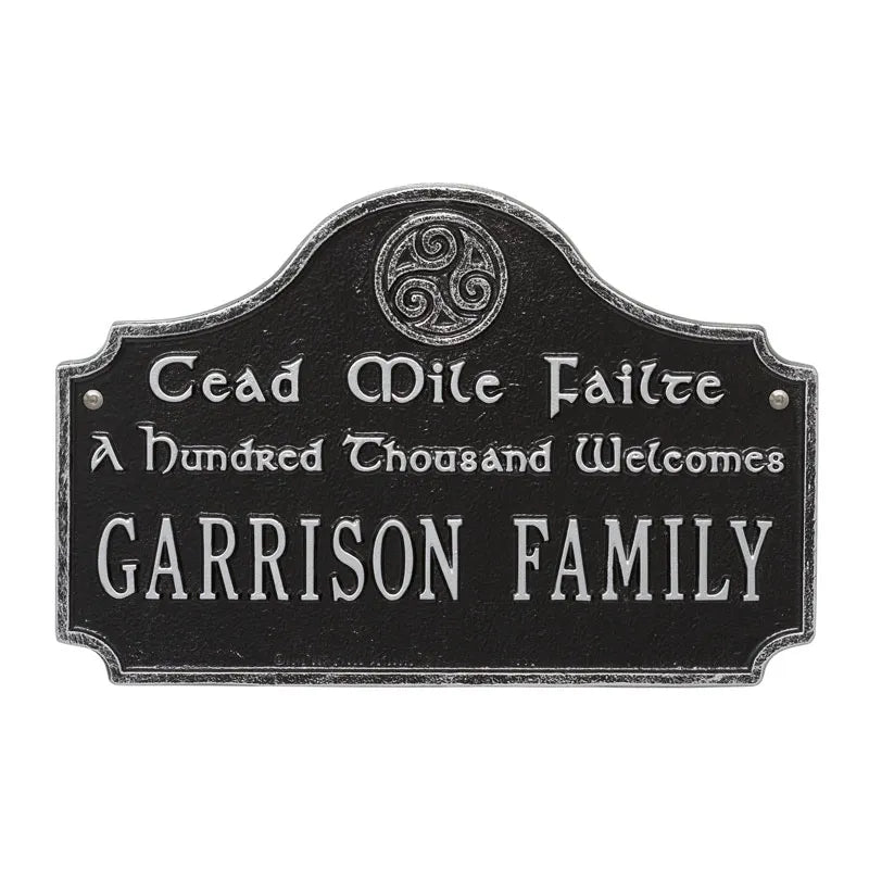 Whitehall Products Cead Mile Failte Plaque One Line Black/gold
