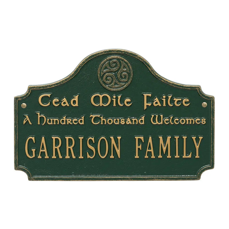 Whitehall Products Cead Mile Failte Plaque One Line Black/white