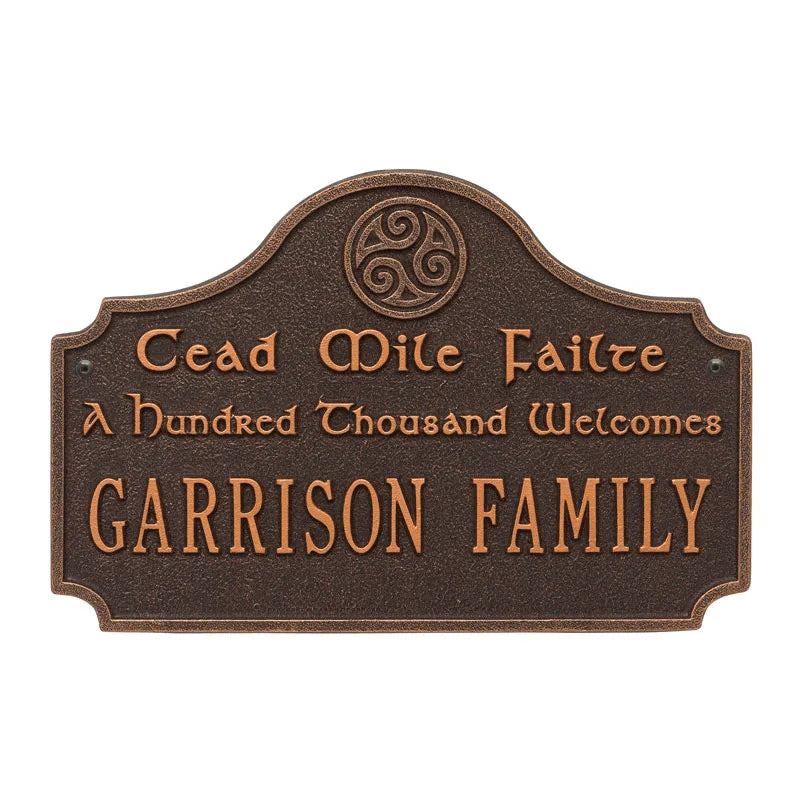 Whitehall Products Cead Mile Failte Plaque One Line Green/gold