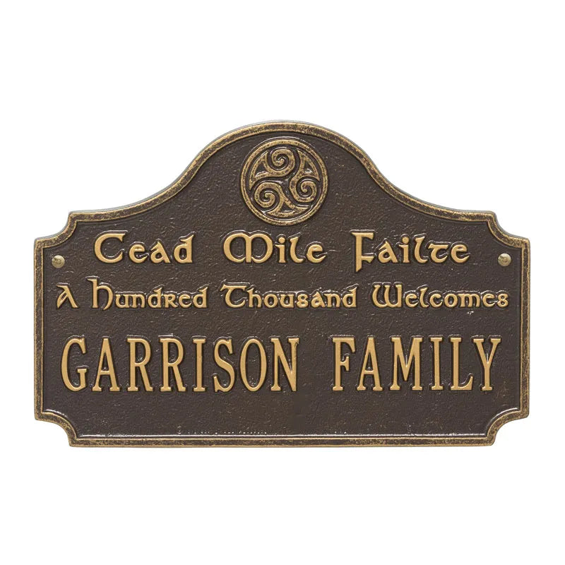 Whitehall Products Cead Mile Failte Plaque One Line Oil Rubbed Bronze