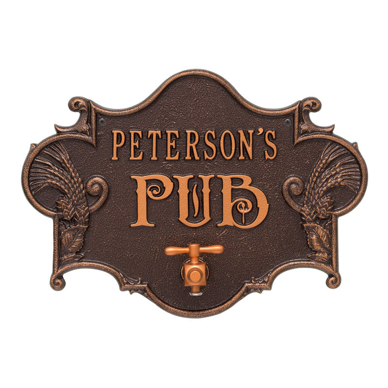 Whitehall Products Hops Barley Pub Plaque Antique Copper
