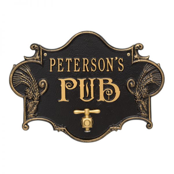 Whitehall Products Hops Barley Pub Plaque Black/gold
