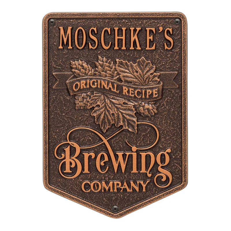 Whitehall Products Original Recipe Brewing Company Beer Standard Wall Plaque One Line Black/gold