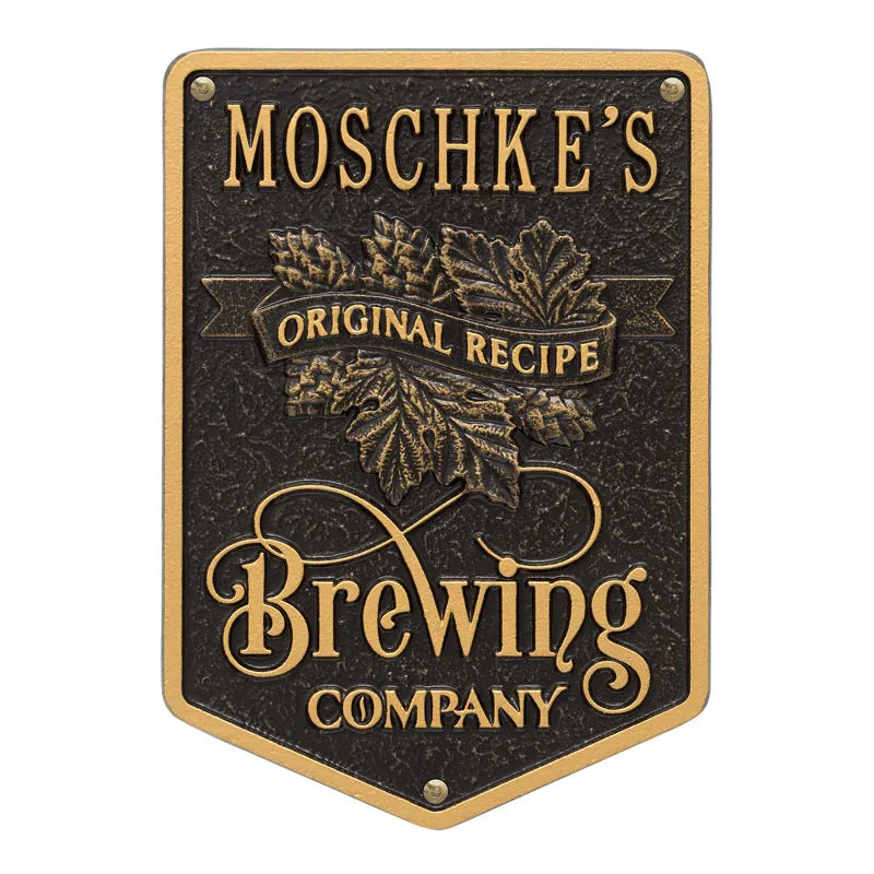 Whitehall Products Original Recipe Brewing Company Beer Standard Wall Plaque One Line Bronze Verdigris