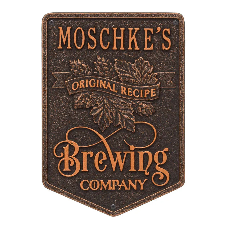 Whitehall Products Original Recipe Brewing Company Beer Standard Wall Plaque One Line Dark Bronze/gold