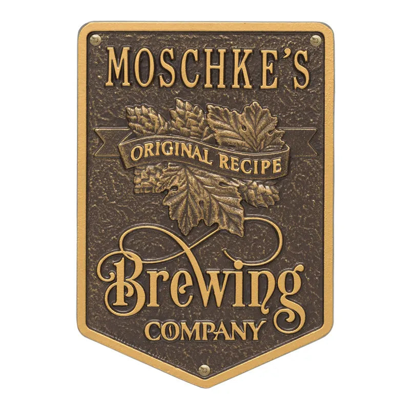 Whitehall Products Original Recipe Brewing Company Beer Standard Wall Plaque One Line Pewter/silver