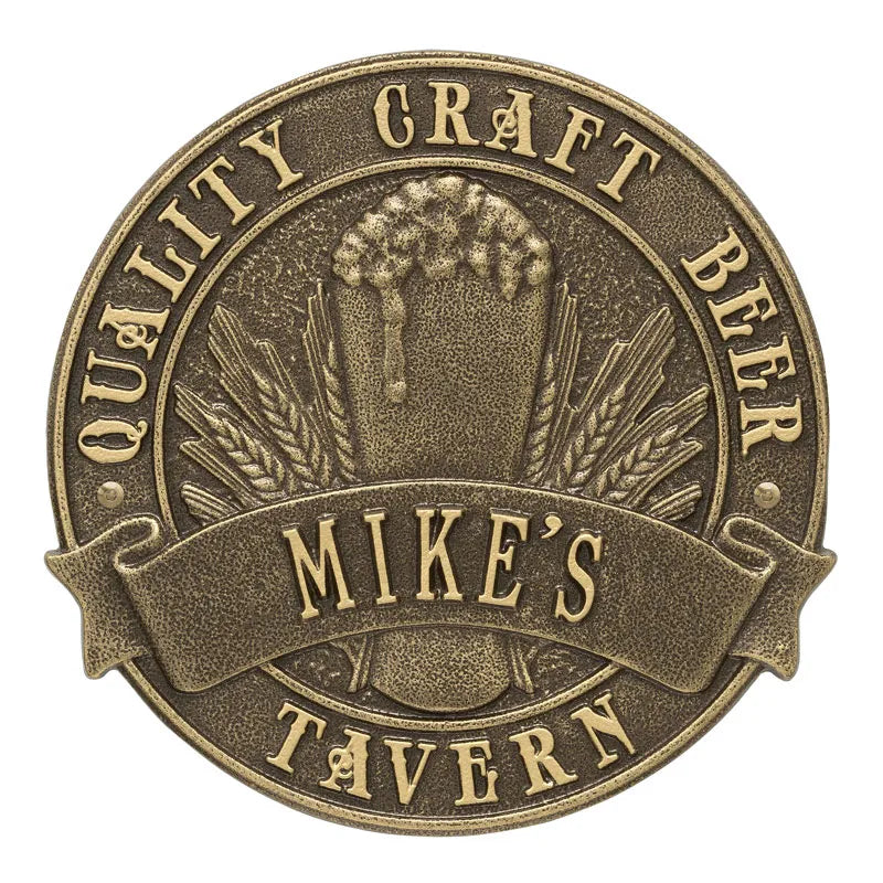 Whitehall Products Quality Craft Beer Tavern Round Standard Wall Plaque One Line Antique Copper