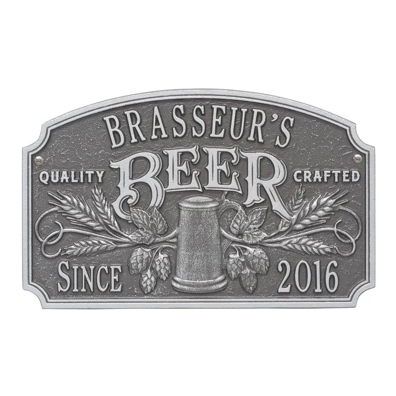 Whitehall Products Quality Crafted Beer Arch Plaque W Since Date Standard Wall Plaque Two Line