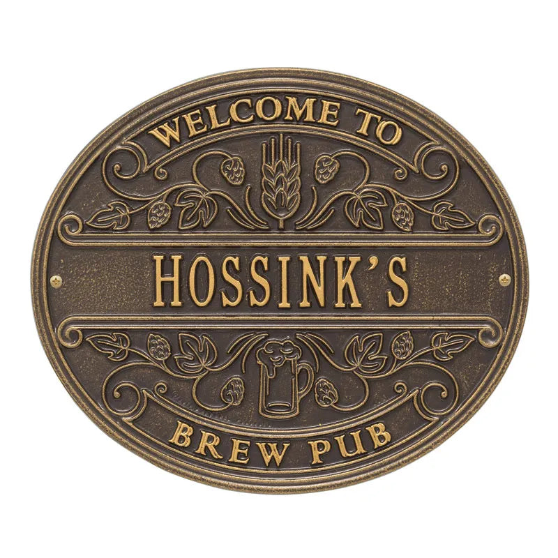 Whitehall Products Brew Pub Welcome Standard Wall Plaque One Line
